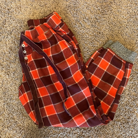 Aerie Plaid Jogger Lounge Pants Red Brown Elastic Waist Kids Approx Age 7–8 - Picture 2 of 4